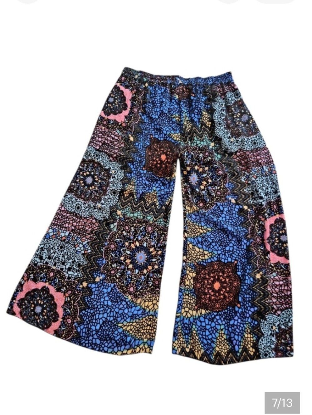 JOHNNY WAS Axelle Burnout Velvet Patchwork Wide Leg Pants Boho Linned L NWT - Picture 7 of 12